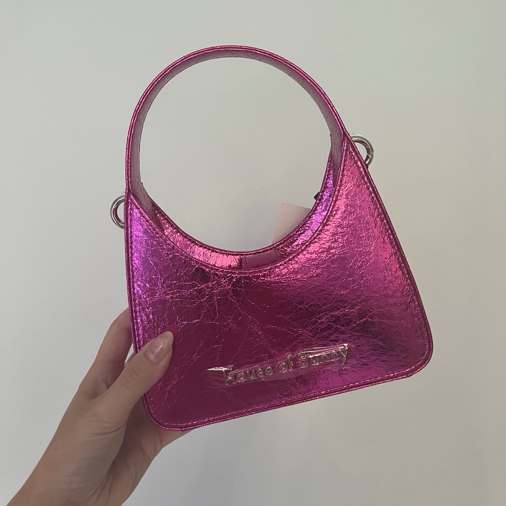 House of Sunny Pink Mini Metallic Icon Shoulder Bag Never Been Worn